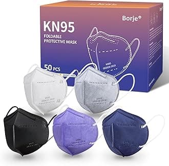 - Borje KN95 Face Masks 50 Pcs, 5-Ply Protection Multicolor KN95 Mask, Disposable Face Masks for Adults
