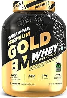 Bigmuscles Nutrition Premium Gold Whey 2Kg Whey Protein Isolate Blend |USA FDA REGD. BRAND | 25g Protein Per Serving [Cookie & Cream]