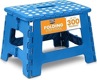 Utopia Home Folding Step Stool 9 Inch, Portable Anti Slip Surface for Kids and Adults, Heavy Duty Folding Stool with Carrying Handle, 300 lbs Load Capacity, Pack of 1, Blue