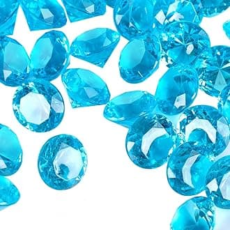 Babenest Acrylic Diamond Fake Gems Vase Filler, 240pcs 3/4 Inch Faux Diamonds Crystals Jewels for Table Scatters Wedding Party Event Arts & Crafts Birthday Decoration Favor (Baby Blue)