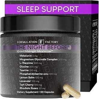 The Night Before 10-in-1 Sleep Support | Melatonin 4mg, Magnesium Glycinate 300mg, L-Theanine, Glycine & More | Supports Relaxation, Calm & Recovery (120 Capsules 2 Month Supply)