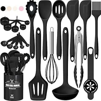 Silicone Kitchen Utensils Set, Umite Chef 22Pcs Cooking Utensils Spatula Set, Heat Resistant Non-Stick Silicone, Dishwasher Safe Cooking Gadgets Tools Set(Black)
