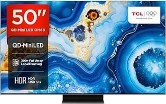 TCL50QM8B 50-inch QLED Mini LED, Full Array 4K HDR, Smart Gaming TV Powered by Google (Freesyncy Premium Pro, 144Hz Motion Clarity Pro, Dolby Vision IQ & Atmos, Onkyo sound)