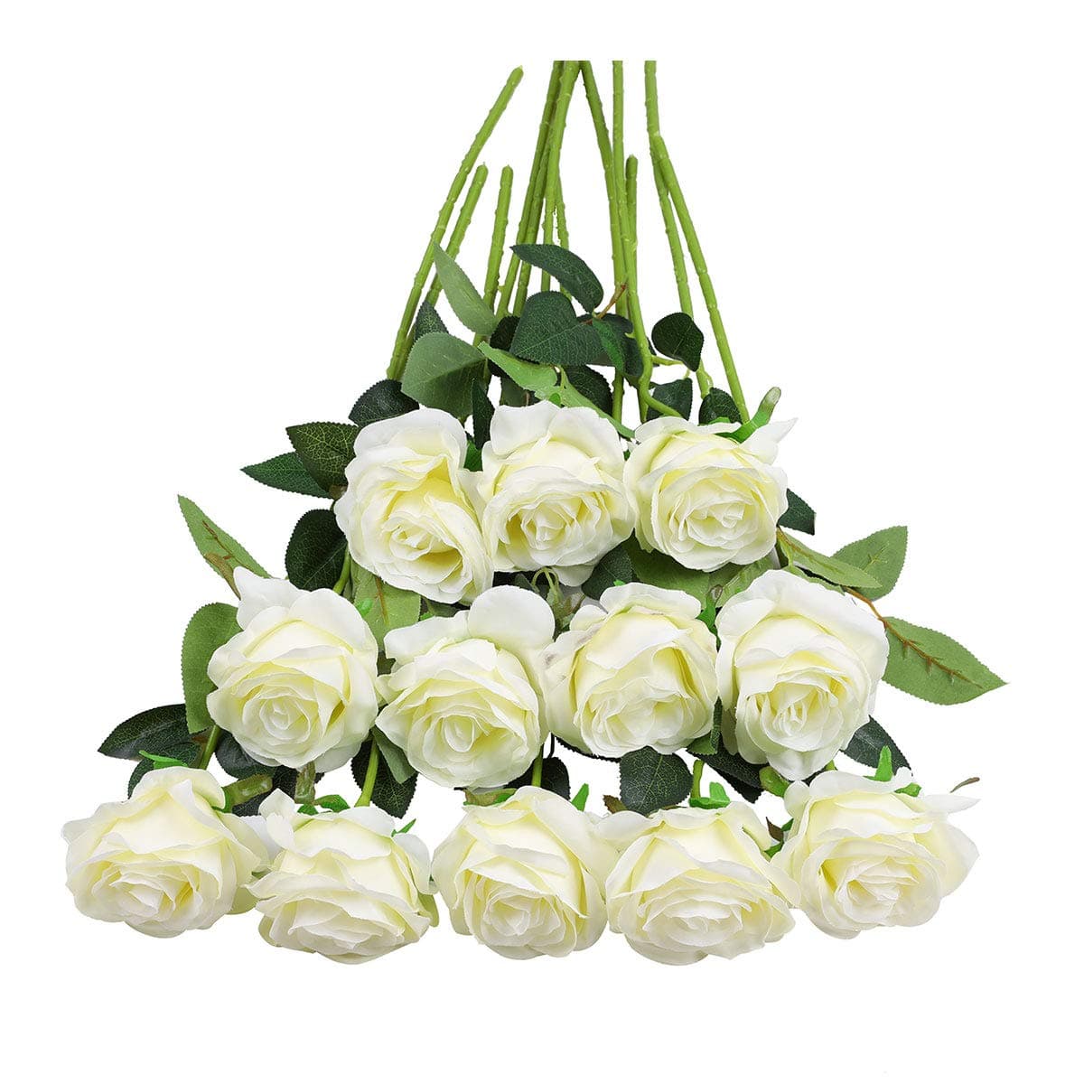 12Pcs artificial silk roses, cream white