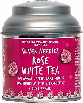 Sancha Tea Boutique Rose White Tea 50gms (Set of 2), Pure Tea Buds blended with real Rose Petals, Worlds Healthiest Tea, Silver Needles White Tea