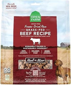 Freeze Dried Raw Dog Food, Humanely Raised Meat Recipe with Non-GMO Superfoods and No Artificial Flavors or Preservatives (3.5 Ounce (Pack of 1), Grass Fed Beef Recipe)