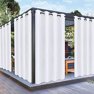 PureFit Outdoor Curtains for Patio Waterproof – Weatherproof, UV and Fade Resistant Outside Curtains for Gazebo, Front Porch, Pergola, Sun Blocking Privacy Curtain, 52W x 108L inch, Set of 2, White