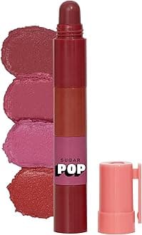 SUGAR POP 4 in 1 Lip Twist | Multi-use Stackable Lipsticks for Women | Enriched with Castor Oil | Satin Matte Hydrating Formula | 6.4gm - 03 Bare Perfection