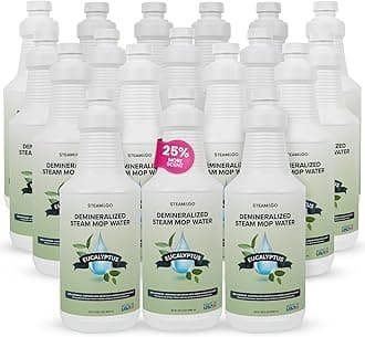 Steam & Go Demineralized Water for Steam Cleaner, PVC-Free Floor Cleaner Liquid Compatible With Any Steam Mop, Ready-to-Use Multisurface Cleaner, Scented, Eucalyptus Mint, 32 oz, Pack of 18