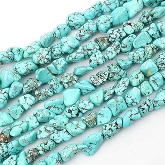 LIFAVOVY Blue Turquoise Howlite Gemstone Irregular Stone 11-14mm Beads for Jewelry Making DIY Beads Bracelets 15 inches