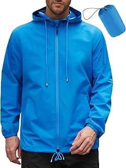 COOFANDY Rain Jacket Men Packable Waterproof Raincoat with Hood Lightweight Windbreaker for Hiking Cycling Golf
