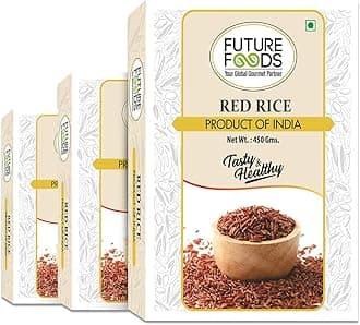 Future Foods Premium Red Rice 450g | Rich in Antioxidants | Multiple Health Benefits | Ideal for Diabetic Patients | Supports Digestion | Fiber Rich | Iron & Vitamin Rich (Pack of 3)