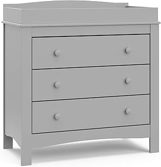 Graco Noah 3 Drawer Chest with Changing Topper, Baby and Kids Dresser, Universal Design for Children's Bedroom, Pebble Gray