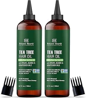 Botanic Hearth Tea Tree Hair Oil - 6.7 Fl Oz (2 Pack) - Scalp Treatment for Hair Loss, Dry & Frizzy Hair Repair, Deep Nourishing Oil for All Hair Types- 100% Natural and Vegan