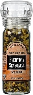 Everyday Seasoning with Built in Grinder Use on Everything Everyday Sea Salt,mustard Seeds, Black Peppercorns,coriander,onion,garlic,paprika & Chili Pepper 2.3oz