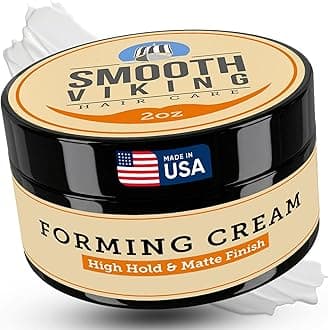 Smooth Viking Forming Cream - High Hold Styling Cream for Matte Finish, Men's Hair Products, Hair Paste for Short, Curly and Long Hair, Made in USA, 2oz