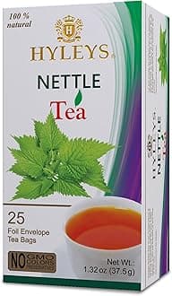 Hyleys Natural Wellness Nettle Leaves with Black Tea - Pure Ceylon Tea Blend - 100% Natural, Sugar-Free, Gluten-Free, Non-GMO - 25 Tea Bags