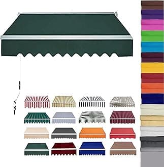 Retractable Patio Awning Replacement Fabric (Without Frame) Waterproof Shade Sun Shade Awning Cover Outdoor Patio Canopy Sunsetter Deck Awnings Polyester(C,(16x6.5ft) 5x2m)