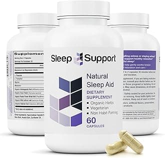 SleepSupport - Natural Sleep Aid for Adults to Help Promote Calm and Relaxation - Organic Sleep Supplement with Ashwagandha, Valerian Root, Magnesium, Melatonin, Glycine, L-Tryptophan - 60 Capsules