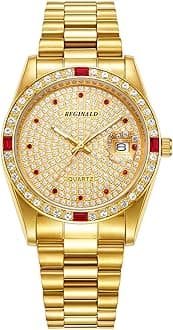 ReginaldUnisex Watch Hands Sapphire Full Gold Stainless Steel Quartz Dial Watches