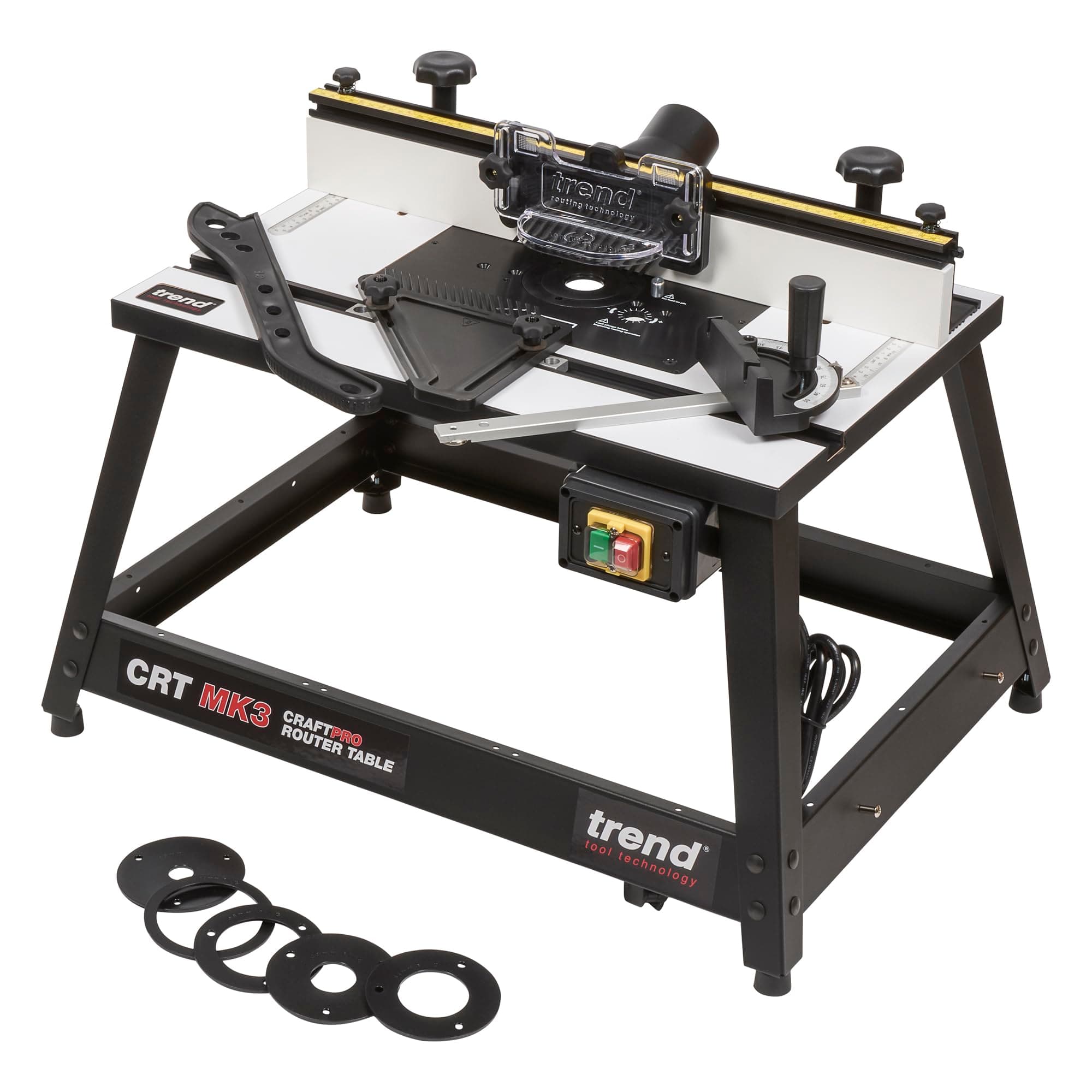 Trend CRT Portable Benchtop Router Table, Robust Steel Construction, Laminated Table Surface, Adjustable Fence with Dust Extraction Port, 240V, CRT/MK3