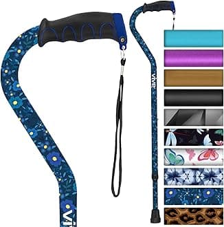 Walking Cane for Women, Men, Elderly - Patented Offset Grip - Lightweight Adjustable Walking Aid with a Non-Slip Tip - Sturdy Balancing Mobility Aid for Seniors