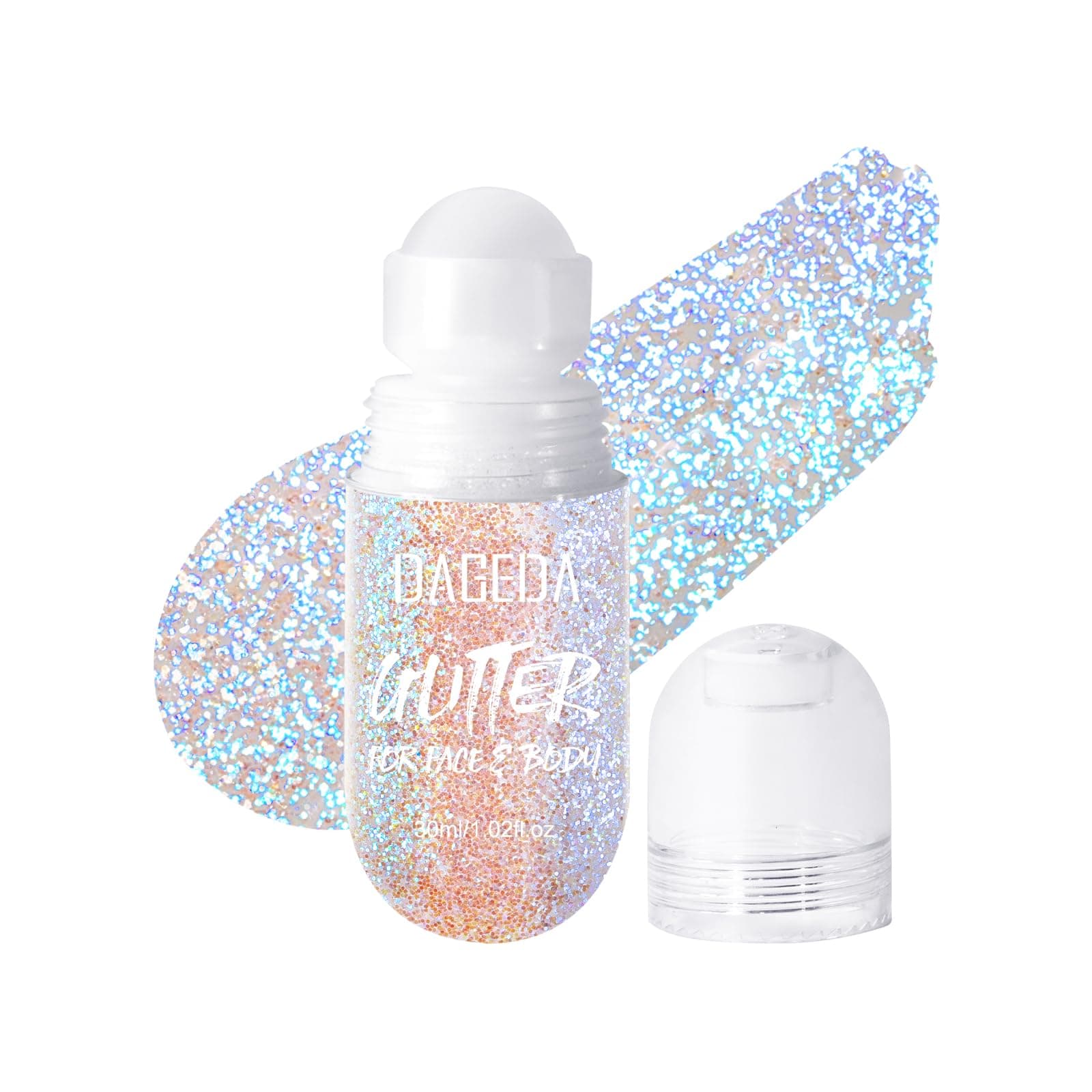 DAGEDA Body Glitter Gel, Roll-on Face Glitter for Mermaid Makeup Festival Rave Accessories, Holographic Hair Glitter Gel,Body Shimmer Halloween Makeup for Rave Party(Fantasy)