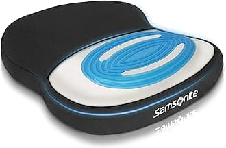 Samsonite SA6020 - Seat Cushion with Cooling Gel [Cooling Effect is subjective, and Varies by Personal Sensitivity] Memory Foam - Fits Most Seats - Non-Slip Bottom - Extra Thick