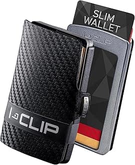 I-CLIP - Gunmetal Black (Carbon Fiber) - Slim Wallet - Minimalist, Thin Design & Money Clip