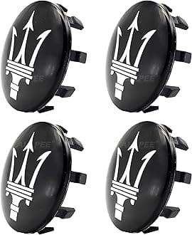 Wheel Hub Center Cap Center Logo Emblem Hub Cover 60mm ABS Material Compatible with Mesertatti Accessories (Maser Black Chrome)