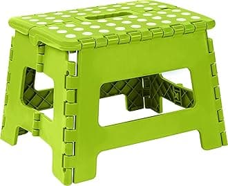 Utopia Home Folding Step Stool - (Pack of 1) Foot Stool with 9 Inch Height - Holds Up to 300 lbs - Lightweight Plastic Foldable Step Stool for Kids, Kitchen, Bathroom & Living Room (Green)