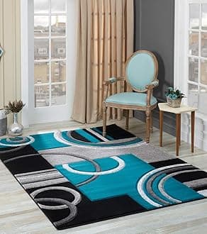 GLORY RUGS Area Rug 2x3 Door Mat Turquoise Geometric Soft Floor Carpet with Premium Fluffy Texture for Indoor Living Dining Room and Bedroom Area