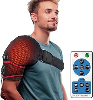 Shoulder Heating Pad Massager for Pain Relief, Vibration Massage Heated Wrap Braces for Left Right Frozen Shoulder, Rotator Cuff Injury, Arthritis for Men Women - XL/XXL