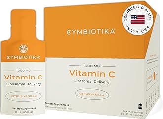 CYMBIOTIKA Vitamin C Individual Packets, Liposomal Delivery, Supplement for Immune Support, Collagen Boost, & Healthy Aging, Skin Hydration Packets, Citrus Vanilla Flavor, 30 Count