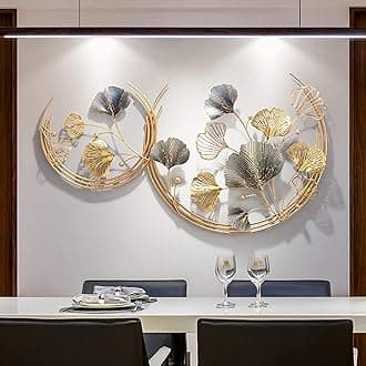 RIZIK STORE Metal Abstract Figures Wall Sculpture For Home Decor, Living Room & Bedroom (Double Moon) (44X27 Inches)