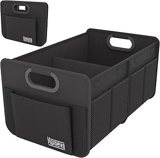 Trunk Organizer, Car Storage, Reinforced Handles, Collapsible Multi-Compartment, Foldable, Waterproof, Sturdy, 600D Oxford Polyester For Car, SUV, Mini-Van, Black, 2 Compart-Small