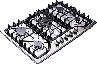30 Inch Gas Cooktop, 5 Burners Built-in Gas Stovetop Stainless Steel LPG/NG Gas Stove Dual Fuel Sealed Gas Hob with Wok Stand and Pressure Regulator