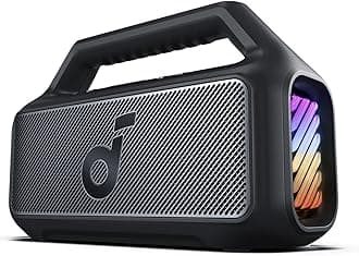 Soundcore Boom 2 By Anker, Outdoor Speaker, 80W, Subwoofer, BassUp 2.0, 24H Playtime, IPX7 Waterproof, Floatable, RGB Lights, USB-C, Custom EQ, Bluetooth 5.3, Portable for Camping and Beach - Black