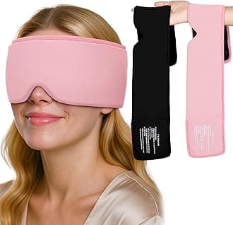 Cooling Eye Masks with Flexible Gel - Cold Compress Ice Pack for Puffy Eyes Migraines Headache Stye Sinus After Surgery Therapy - Reusable 2 pcs for Family Black Pink
