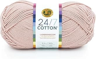 24/7 Cotton Mercerized Lightweight Yarn for Knitting, Crochet, and Crafts, Beechnut, 1 Pack, 185 Yards of Natural Fiber for Breathable Tops, Durable Bags, and Easy-Care Dish Cloths