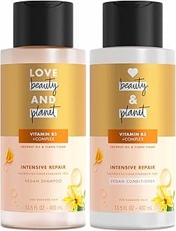 Love Beauty and Planet Coconut Oil & Ylang Hope and Repair Shampoo and Conditioner for Dry and Damaged Hair 2 Count, 13.5 oz each, Paraben , Silicone Free, Vegan