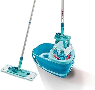 Leifheit Clean Twist M Ergo Mop and Bucket Set, Mop 33 cm Wide, Moisture Controlled Spin, Faster Cleaning Spin mop, Easy-Steer Micro Fibre Head with 360° Joint, Twist Mop