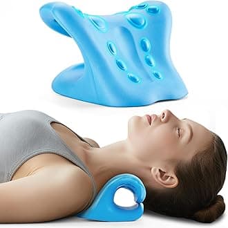 Neck Stretcher and Cervical Traction Device, Relaxer for TMJ Pain and Shoulder Pain Relief, Cervical Traction Device Pillow, Spine and Neck Corrector(Blue)