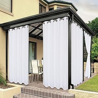 BONZER Waterproof Indoor/Outdoor Curtains for Patio - Privacy Grommet Curtains for Bedroom, Living Room, Porch, Pergola, Cabana, 1 Panel, 54 x 84 inch, White
