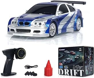 TOUCAN RC HOBBY 1:43 Remote Control Mini Drift Car Race Car Radio Lights Traffic Safety Cone Without a Gyro Blue for Adult