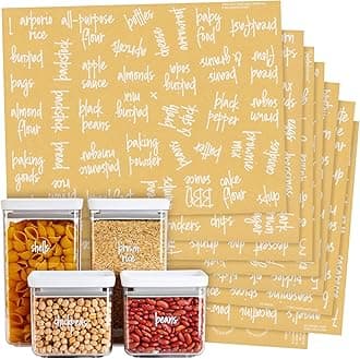 Talented Kitchen 375 Pantry Labels for Food Containers, Preprinted Clear Kitchen Food Labels for Organizing Fridge Storage Jars and Jars, White Lettering + Numbers