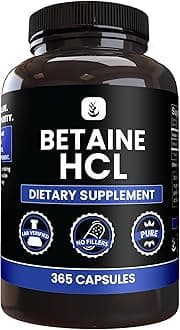 - PURE ORIGINAL INGREDIENTS Betaine HCL (365 Capsules) No Magnesium Or Rice Fillers, Always Pure, Lab Verified