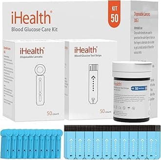 Blood Glucose Test Strips 50 Count, Lancets for Diabetes Management 50 Count, Compatible with iHealth Blood Glucose Monitor Only