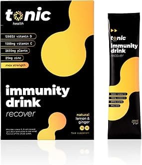 Tonic HIGH-DOSE Day Vitamin Drink x1 Pack = 10 doses. Honey & Lemon MAX Strength Immune Support. Vitamin C 1500mg, Vitamin D 30ug, Zinc 25mg. Vegetarian high Impact Immune System Vitamin Drink