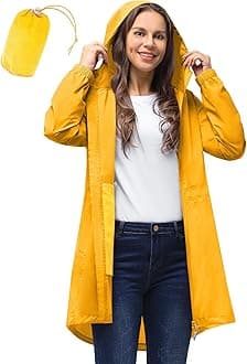 Women's Rain Jacket Lightweight Hooded Long Rain Coat Waterproof Jacket Ladies Packable Functional Jacket Windbreaker Breathable Active Outdoor Coats
